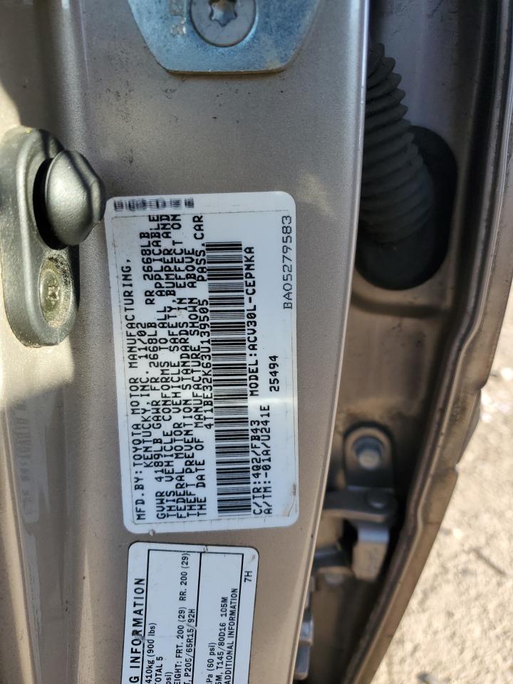 2003 Toyota Camry VIN 4T1BE32K63U139505 Copart auction photo, side damage thumbnail 12