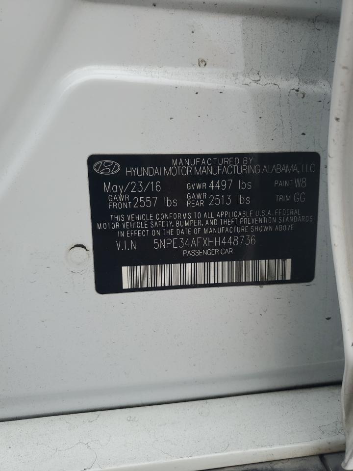 2017 Hyundai Sonata VIN 5NPE34AFXHH448736 Copart auction photo, rear end damage thumbnail 13