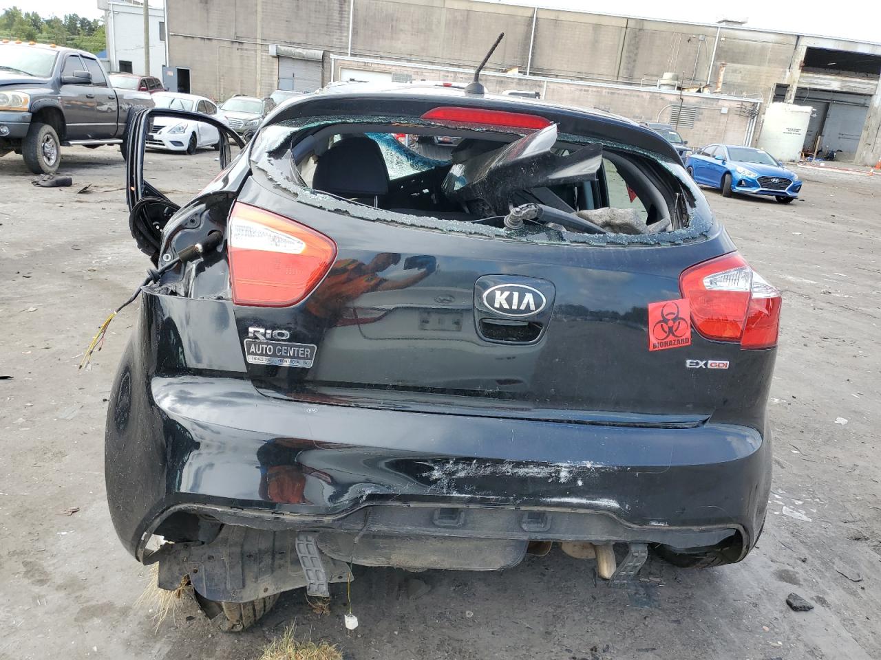 2013 KIA Rio VIN KNADN5A36D6235088 Copart auction photo, all over damage thumbnail 6