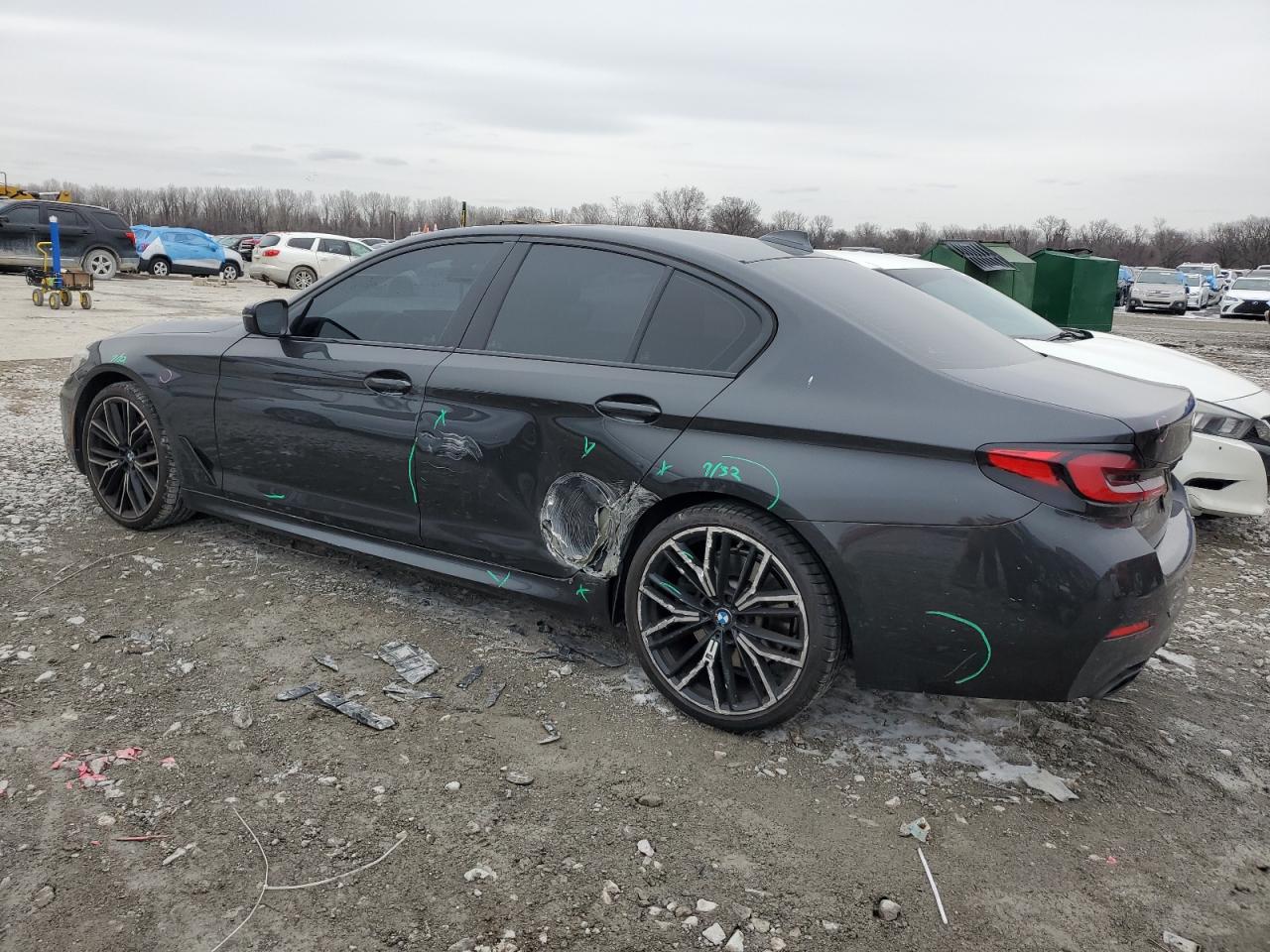 2021 BMW 5er VIN WBA53BJ04MCF43184 Copart auction photo, side / minor dent/scratches damage thumbnail 2