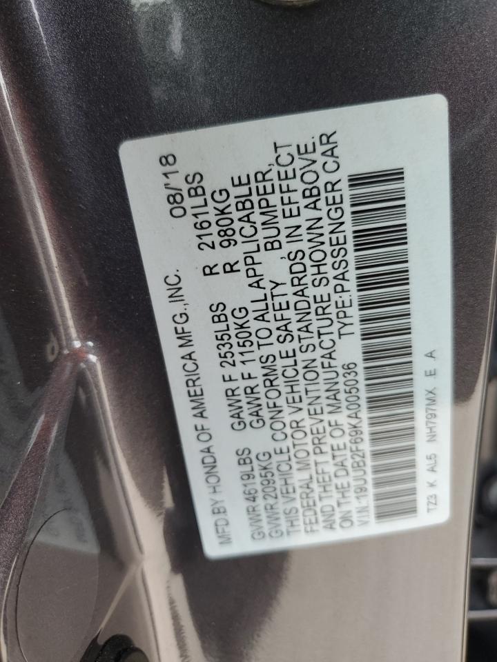 2019 Acura TLX VIN 19UUB2F69KA005036 Copart auction photo, front end / minor dent/scratches damage thumbnail 13