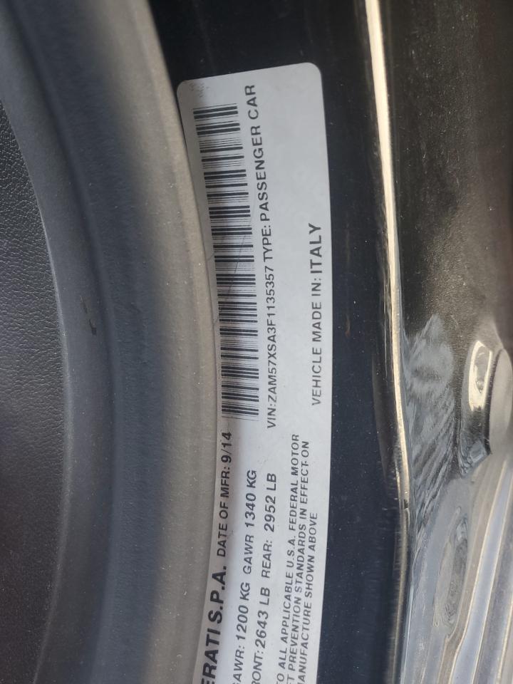 2015 Maserati Ghibli VIN ZAM57XSA3F1135357 Copart auction photo, front end / rear end damage thumbnail 12