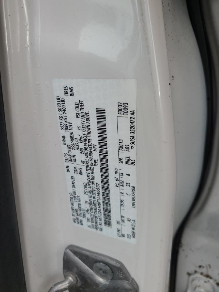 2015 Lincoln MKZ VIN 5LMTJ2AH8FUJ46537 Copart auction photo, water/flood damage thumbnail 14