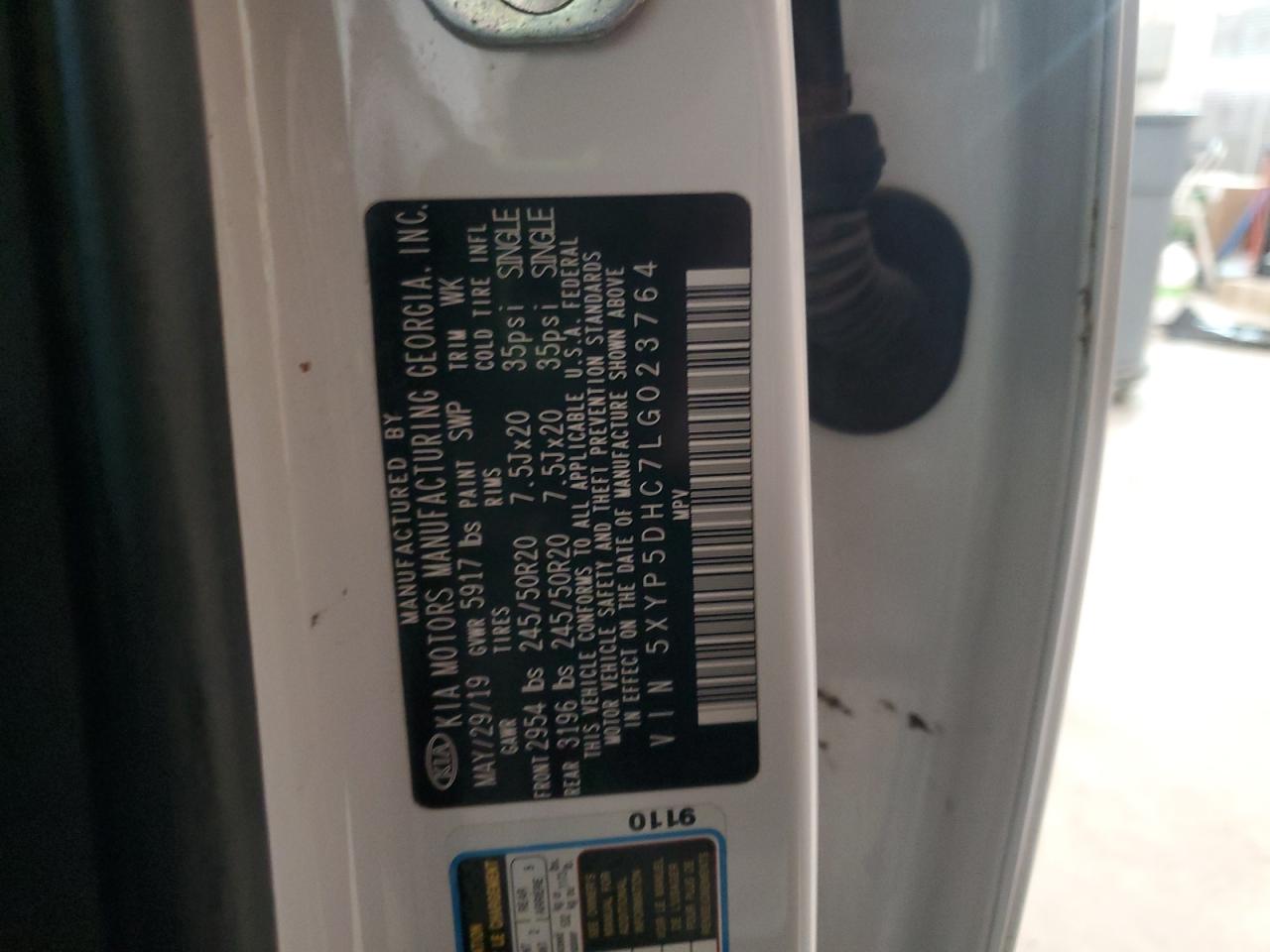 2020 KIA Telluride VIN 5XYP5DHC7LG023764 Copart auction photo, front end / side damage thumbnail 13