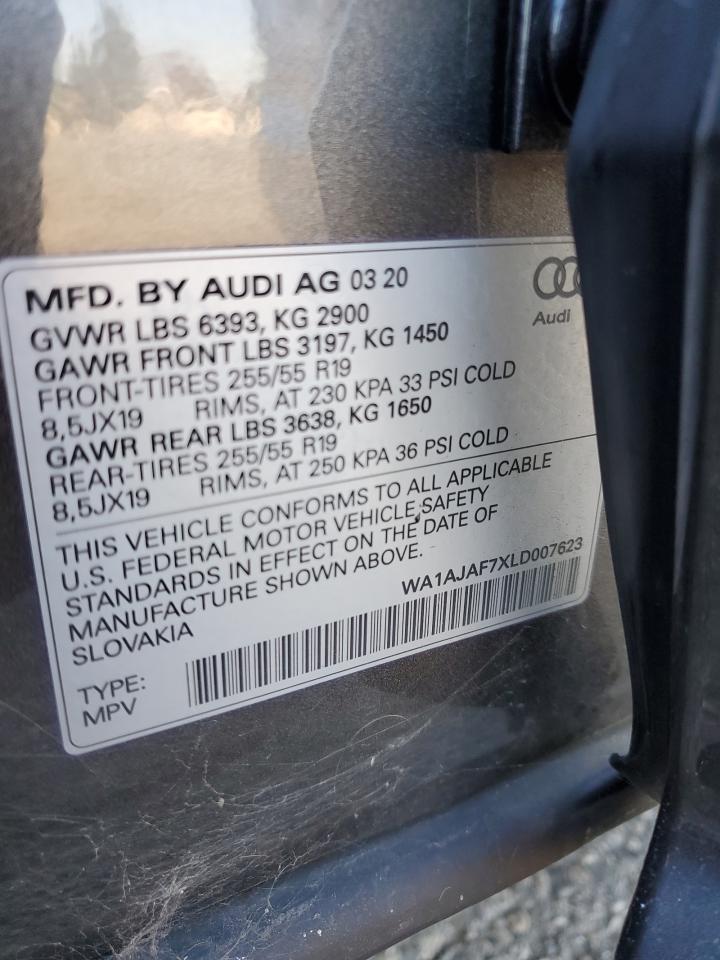 2020 Audi Q7 VIN WA1AJAF7XLD007623 Copart auction photo, all over damage thumbnail 13