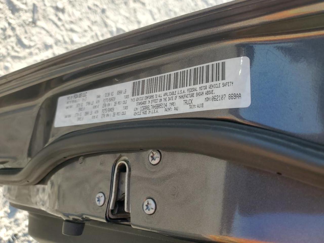 2017 RAM 1500 VIN 1C6RR6LTXHS805114 Copart auction photo, front end damage thumbnail 14