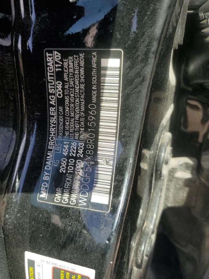2008 Mercedes-Benz C-klasse VIN WDDGF54X88R015960 Copart auction photo, front end / minor dent/scratches damage thumbnail 12