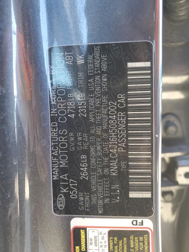 2017 KIA Cadenza VIN KNALC4J16H5084002 Copart auction photo, front end damage thumbnail 14