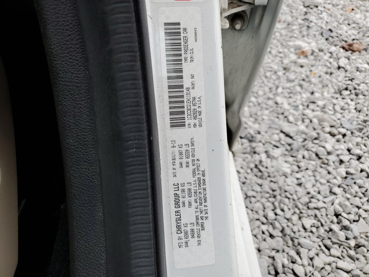 2014 Chrysler 200 VIN 1C3CCBCG1EN119148 Copart auction photo, front end / undercarriage damage thumbnail 12