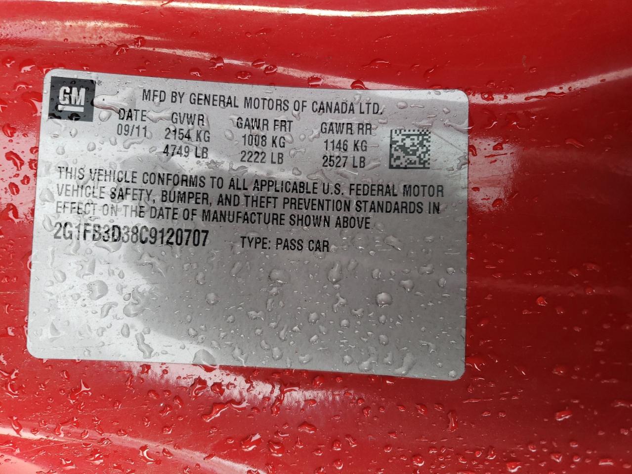 2012 Chevrolet Camaro VIN 2G1FB3D38C9120707 Copart auction photo, front end damage thumbnail 13