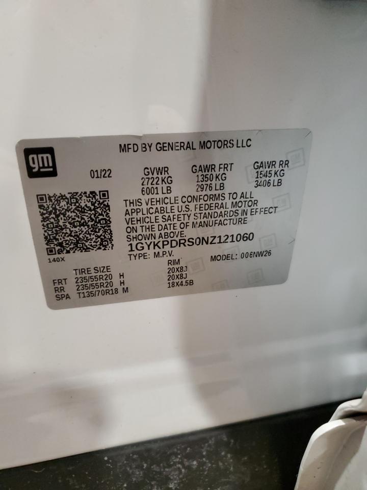2022 Cadillac XT6 VIN 1GYKPDRS0NZ121060 Copart auction photo, front end damage thumbnail 14