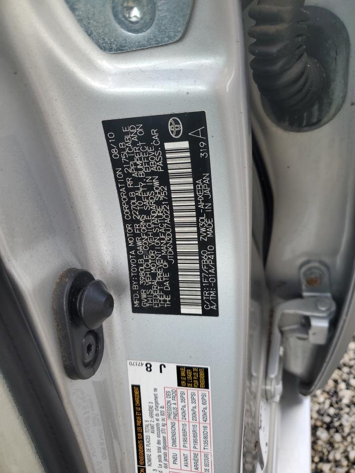 2010 Toyota Prius VIN JTDKN3DU7A0221752 Copart auction photo, water/flood damage thumbnail 13