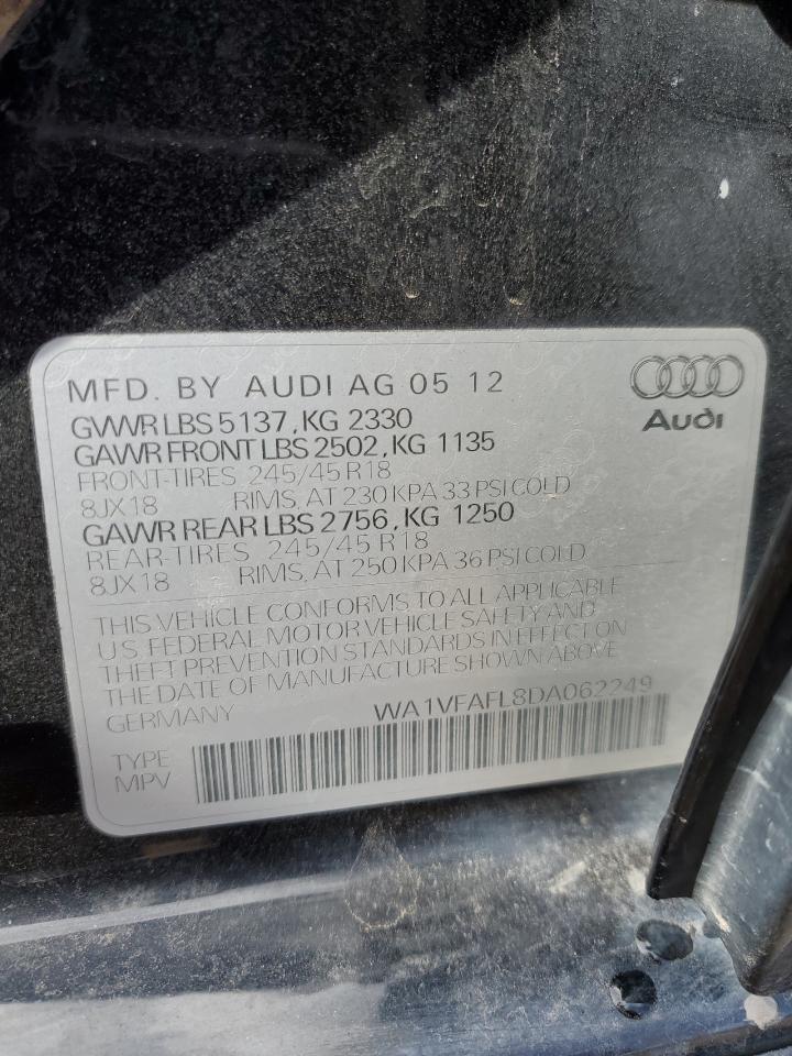 2013 Audi A4 VIN WA1VFAFL8DA062249 Copart auction photo, mechanical / front end damage thumbnail 12