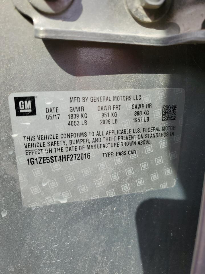2017 Chevrolet Malibu VIN 1G1ZE5ST4HF272016 Copart auction photo, rear end damage thumbnail 13