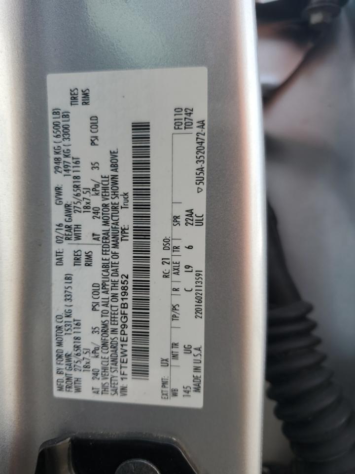 2016 Ford F-150 VIN 1FTEW1EP9GFB19852 Copart auction photo, mechanical damage thumbnail 13
