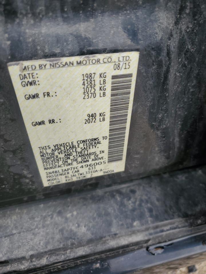 2015 Nissan Altima VIN 1N4BL3AP7FC496005 Copart auction photo, front end damage thumbnail 12