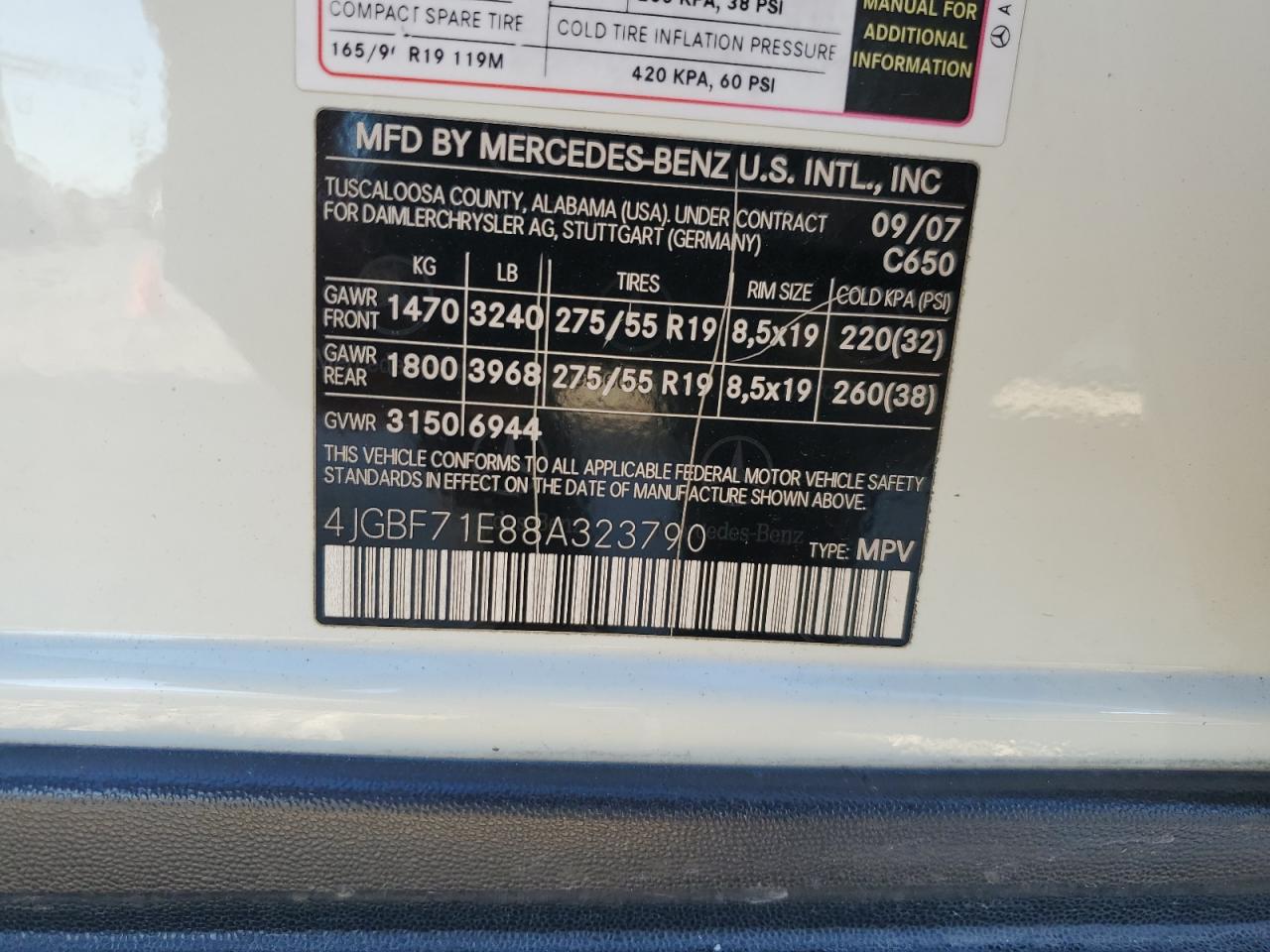 2008 Mercedes-Benz GL-klasse VIN 4JGBF71E88A323790 Copart auction photo, side damage thumbnail 13