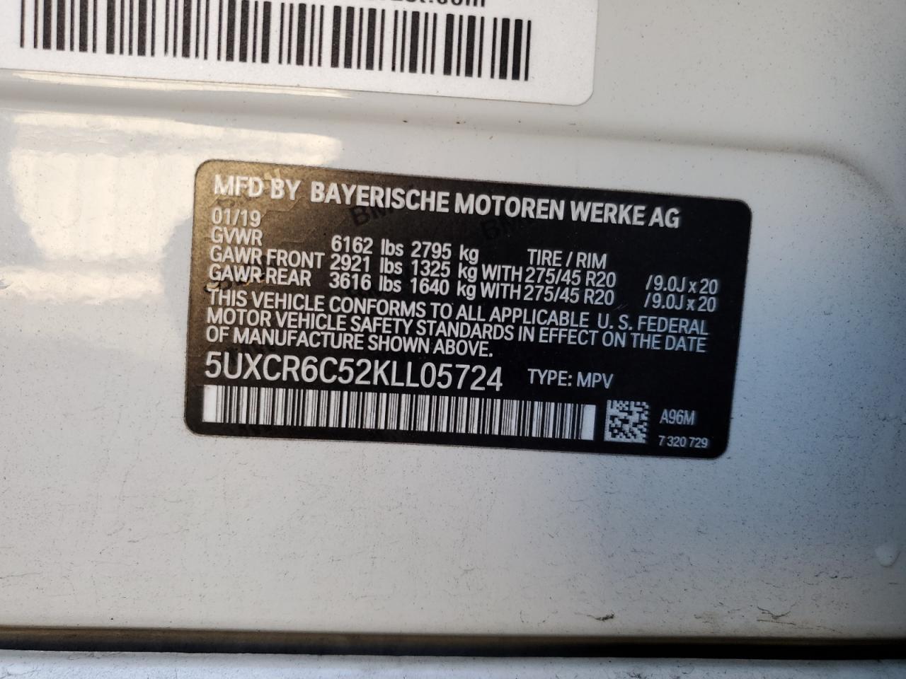 2019 BMW X5 VIN 5UXCR6C52KLL05724 Copart auction photo, front end damage thumbnail 15