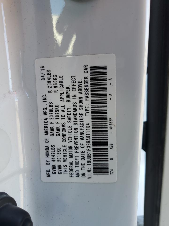 2016 Acura TLX VIN 19UUB1F39GA011104 Copart auction photo, front end damage thumbnail 14