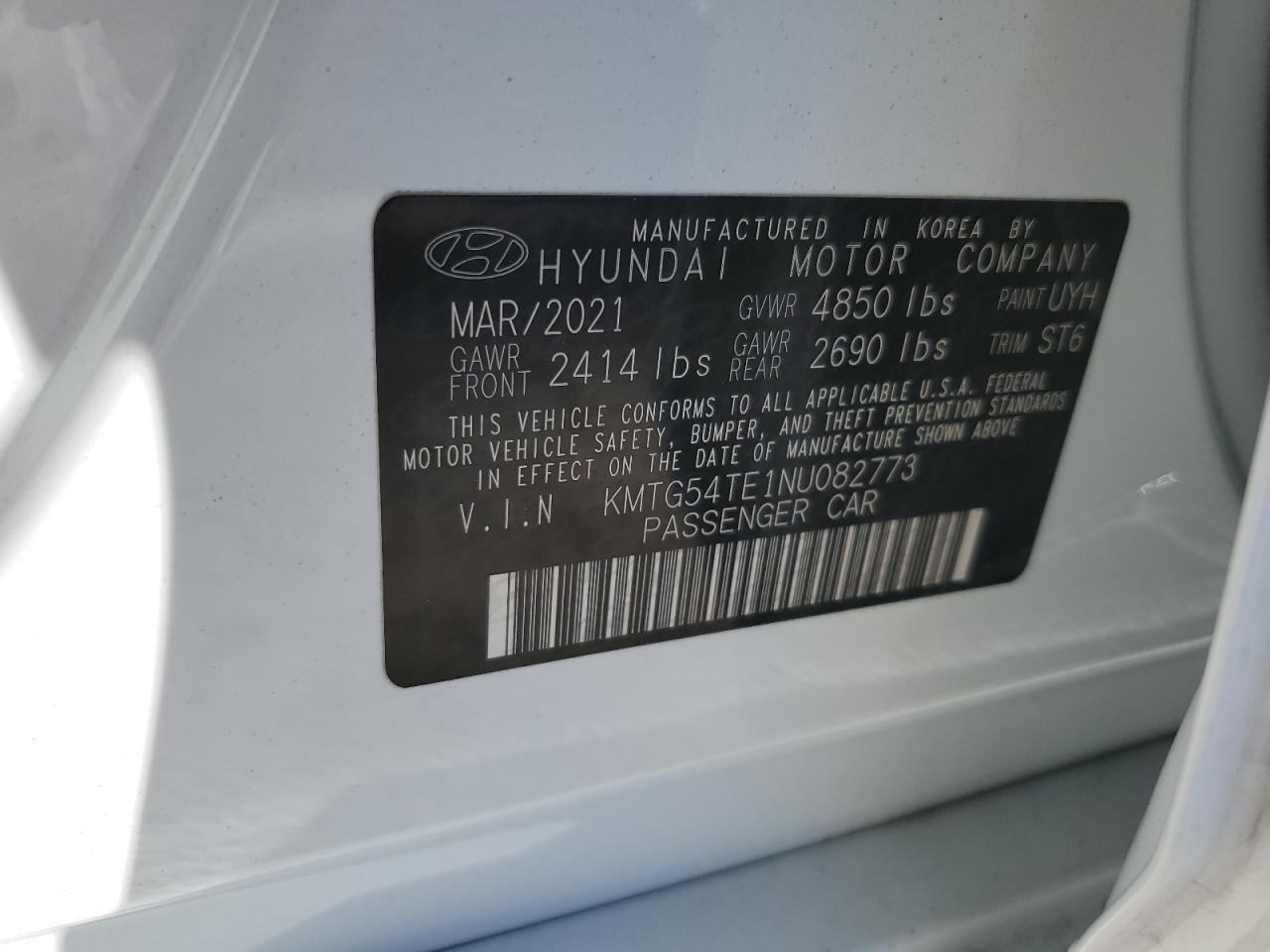 2022 Genesis G70 VIN KMTG54TE1NU082773 Copart auction photo, side damage thumbnail 14