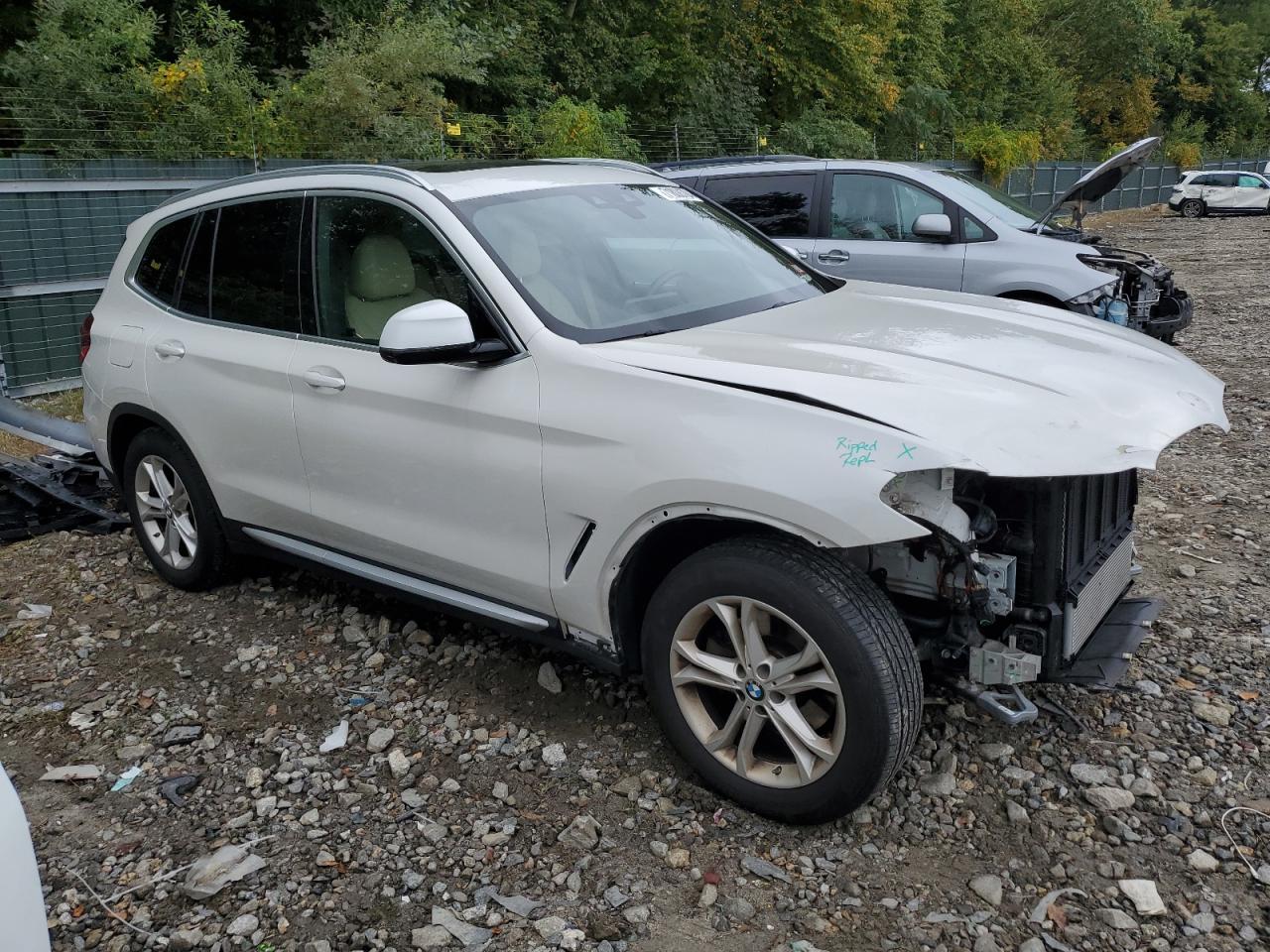 2021 BMW X3 VIN 5UXTY5C0XM9E70795 Copart auction photo, front end / rejected repair damage thumbnail 4