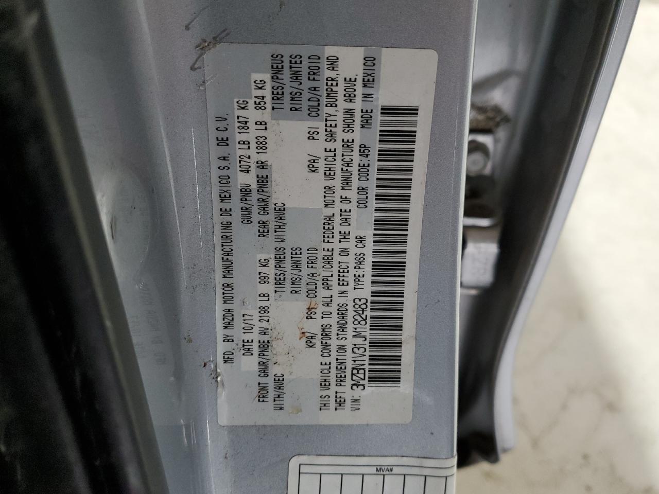 2018 Mazda 3 VIN 3MZBN1V31JM182483 Copart auction photo, undercarriage / front end damage thumbnail 13