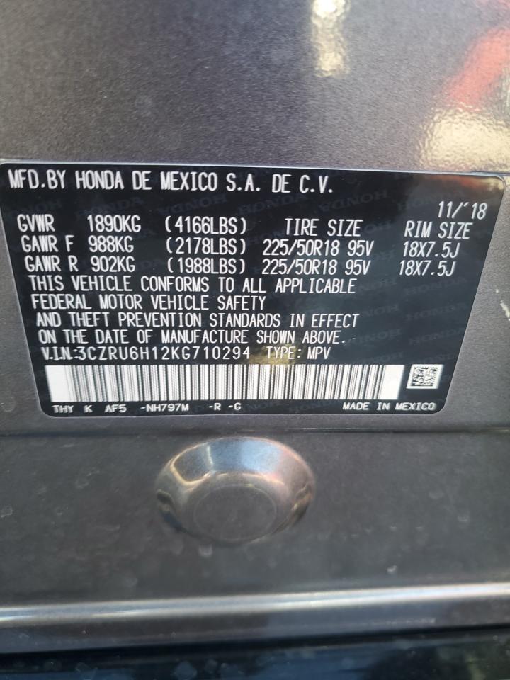2019 Honda HR-V VIN 3CZRU6H12KG710294 Copart auction photo, front end / side damage thumbnail 15