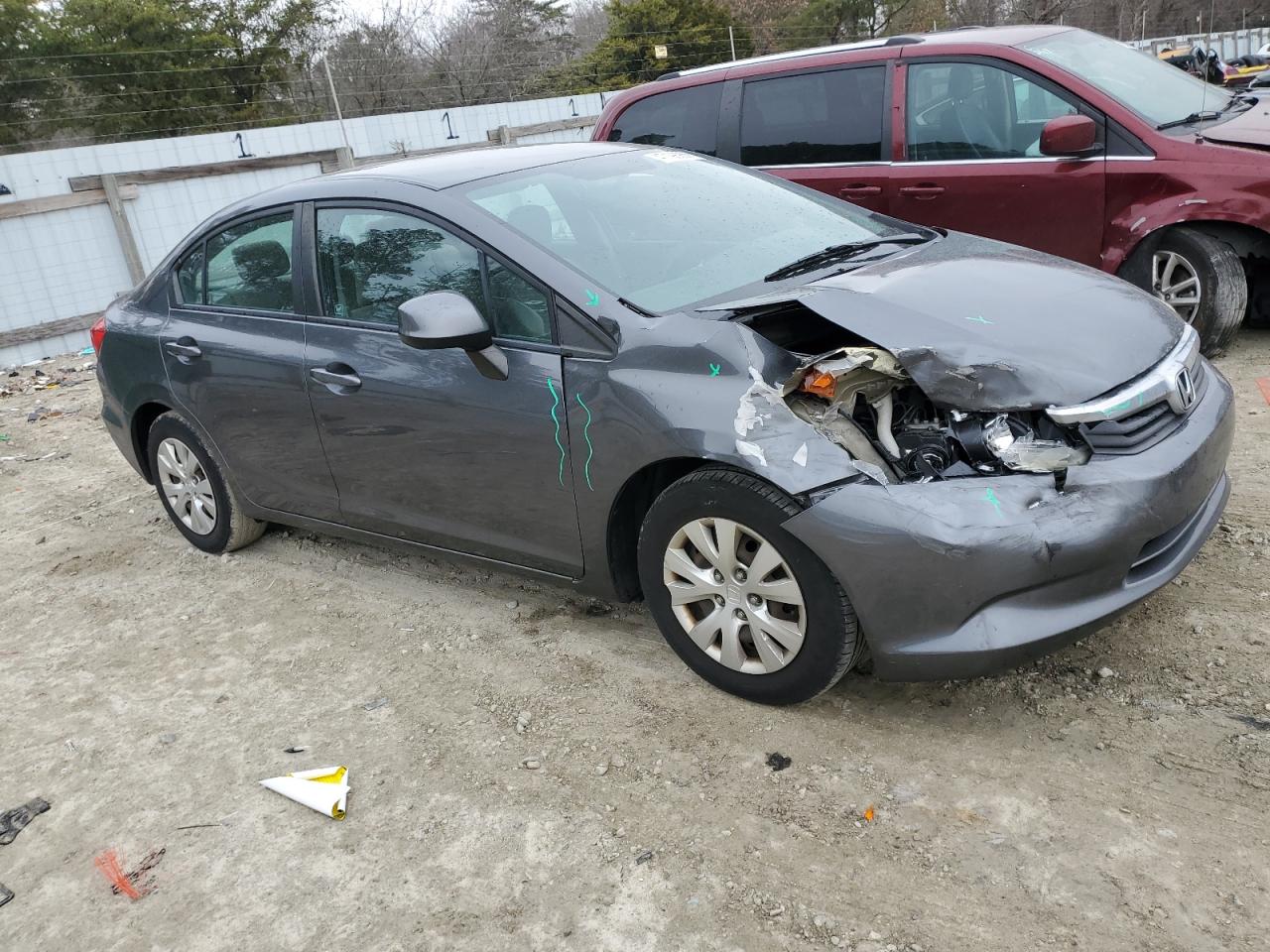 2012 Honda Civic VIN 2HGFB2F59CH312046 Copart auction photo, front end / minor dent/scratches damage thumbnail 4
