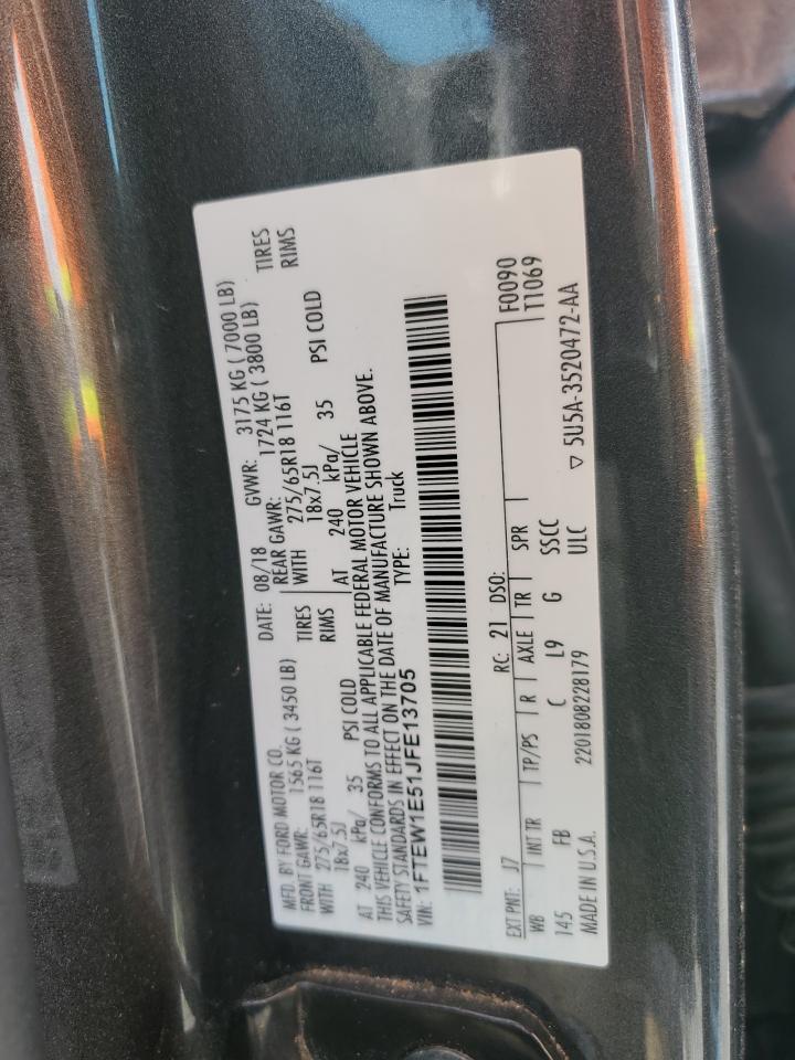 2018 Ford F-150 VIN 1FTEW1E51JFE13705 Copart auction photo, all over damage thumbnail 12