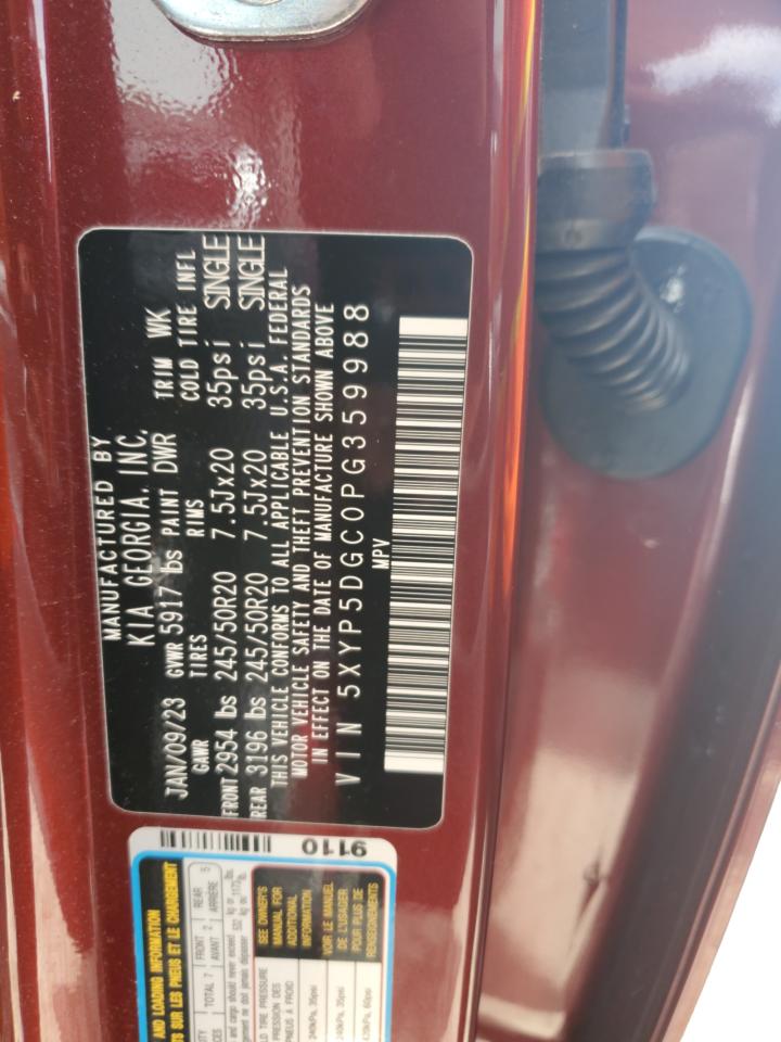 2023 KIA Telluride VIN 5XYP5DGC0PG359988 Copart auction photo, front end damage thumbnail 14