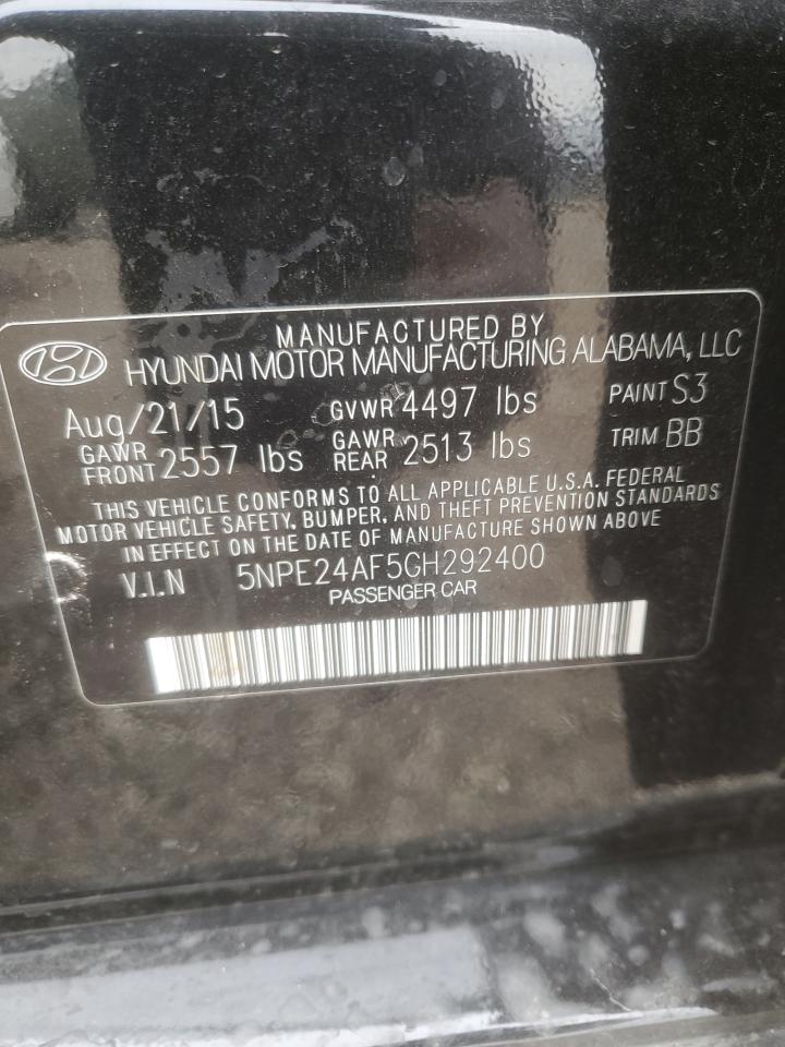 2016 Hyundai Sonata VIN 5NPE24AF5GH292400 Copart auction photo, front end damage thumbnail 14