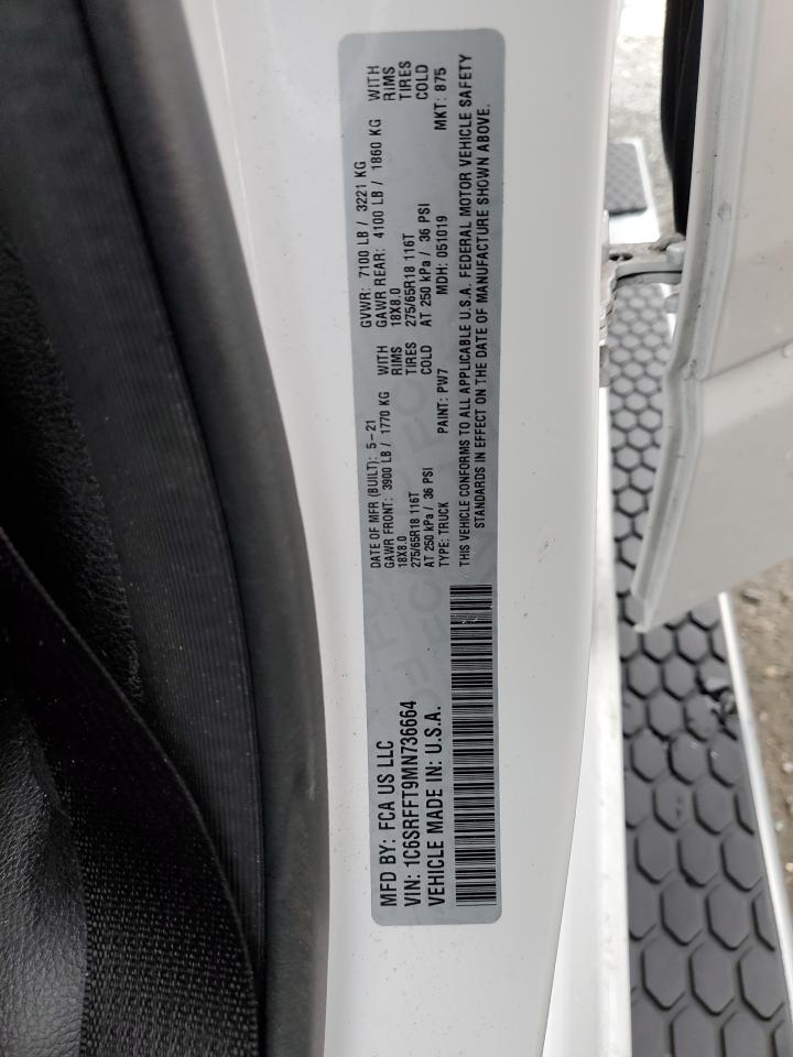 2021 RAM 1500 VIN 1C6SRFFT9MN736664 Copart auction photo, side damage thumbnail 12