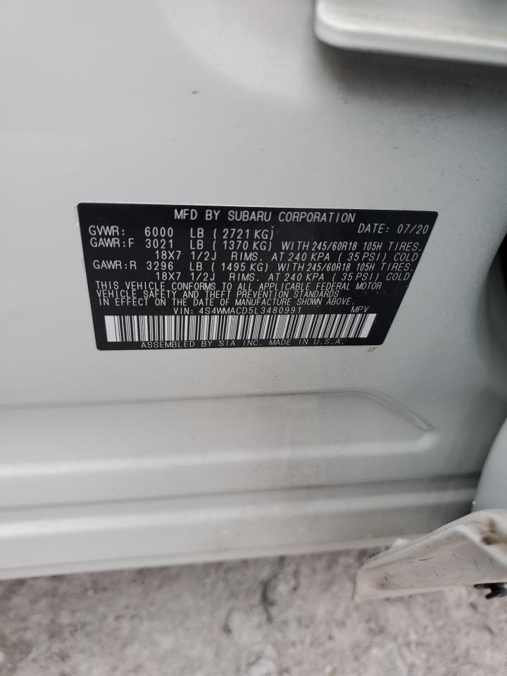 2020 Subaru Ascent VIN 4S4WMACD5L3480991 Copart auction photo, all over damage thumbnail 13