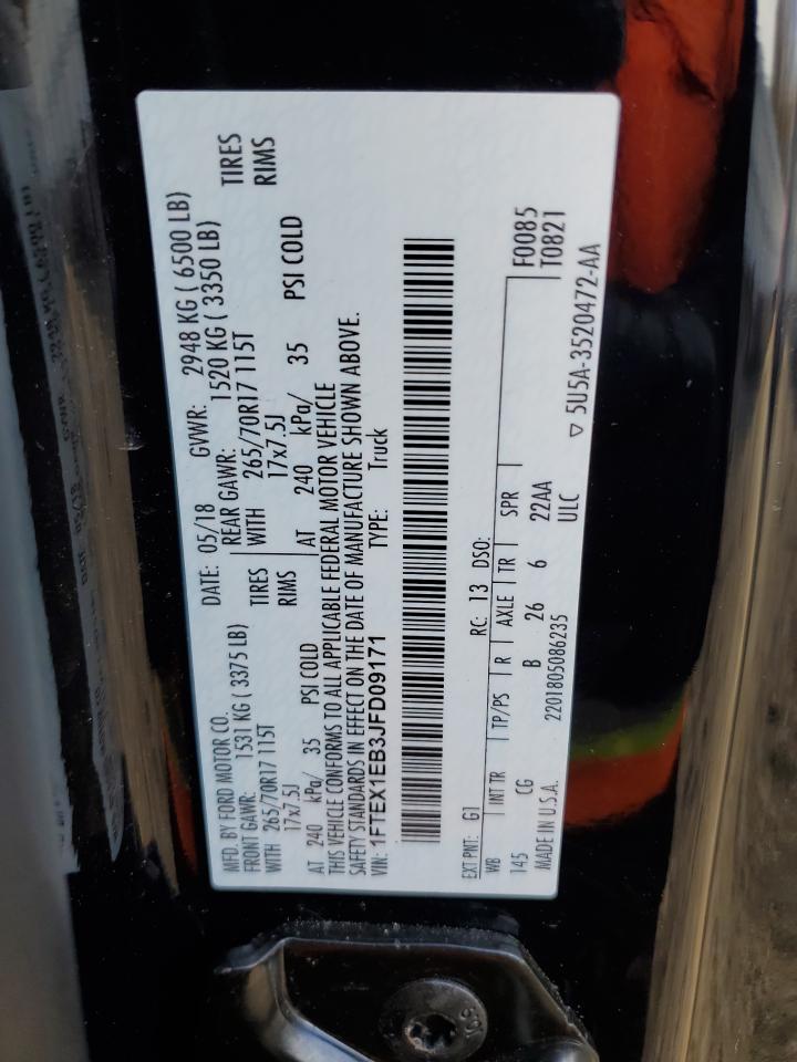 2018 Ford F-150 VIN 1FTEX1EB3JFD09171 Copart auction photo, side damage thumbnail 12