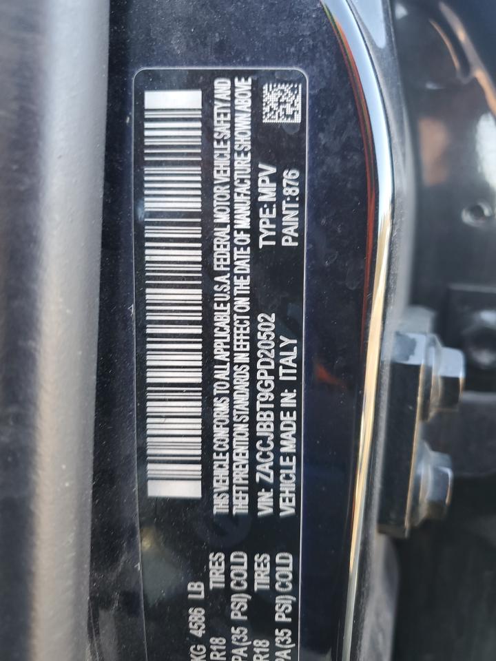 2016 Jeep Renegade VIN ZACCJBBT9GPD20502 Copart auction photo, front end / minor dent/scratches damage thumbnail 13