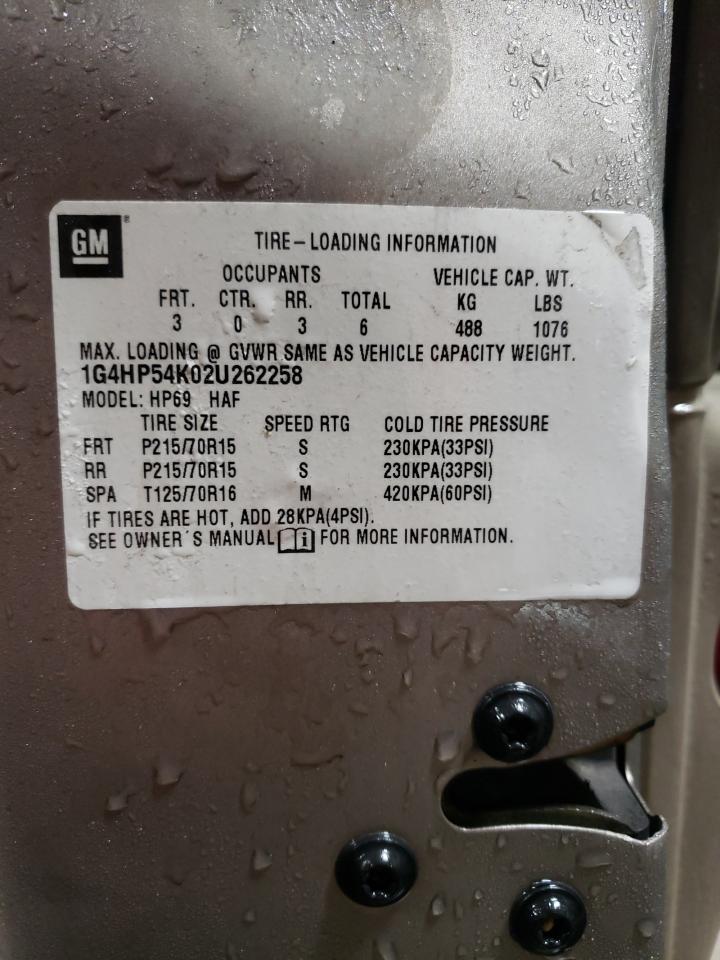 2002 Buick LeSabre VIN 1G4HP54K02U262258 Copart auction photo, front end damage thumbnail 12