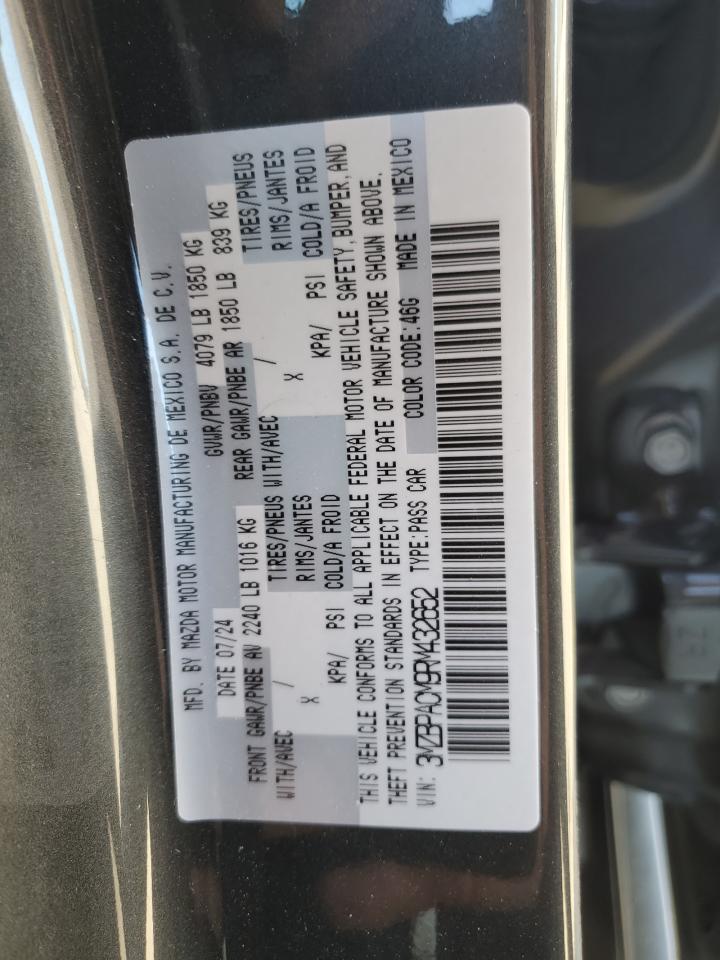 2024 Mazda 3 VIN 3MZBPACM9RM432652 Copart auction photo, front end / minor dent/scratches damage thumbnail 14