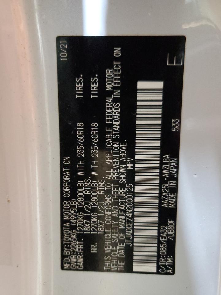 2022 Lexus NX VIN JTJADCEZ4N2000125 Copart auction photo, all over damage thumbnail 13