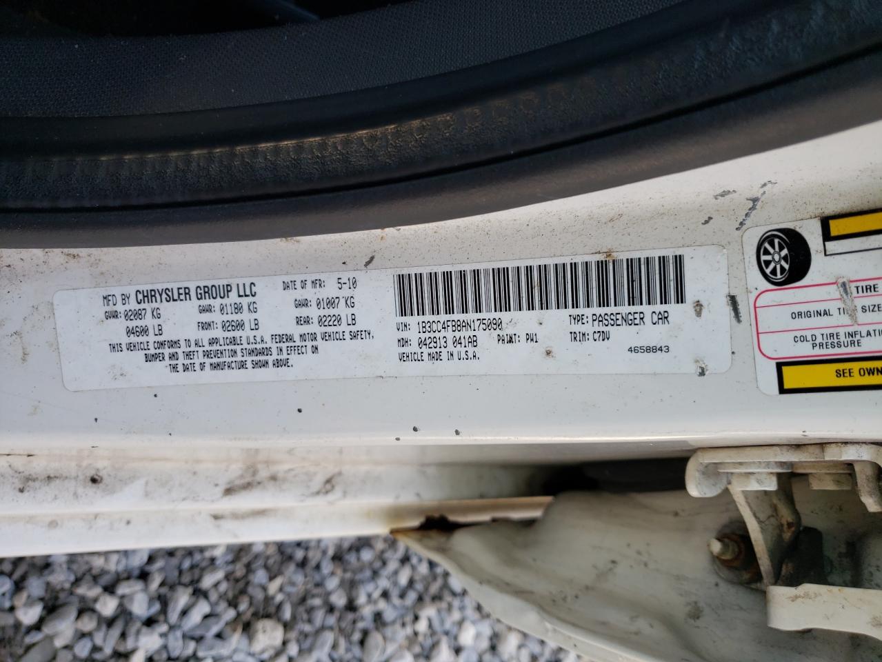 2010 Dodge Avenger VIN 1B3CC4FB8AN175090 Copart auction photo, front end / mechanical damage thumbnail 12