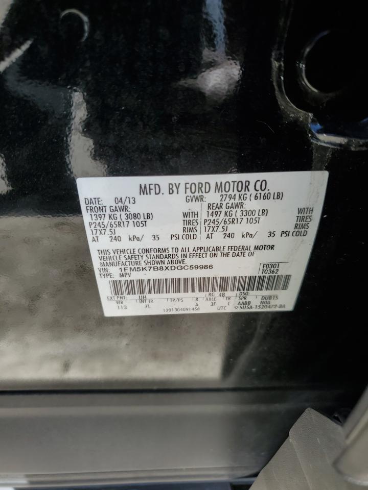2013 Ford Explorer VIN 1FM5K7B8XDGC59986 Copart auction photo, front end damage thumbnail 14