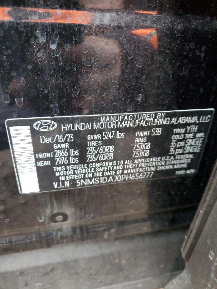 2023 Hyundai Santa Fe VIN 5NMS1DAJ0PH656777 Copart auction photo, front end / rear end damage thumbnail 15