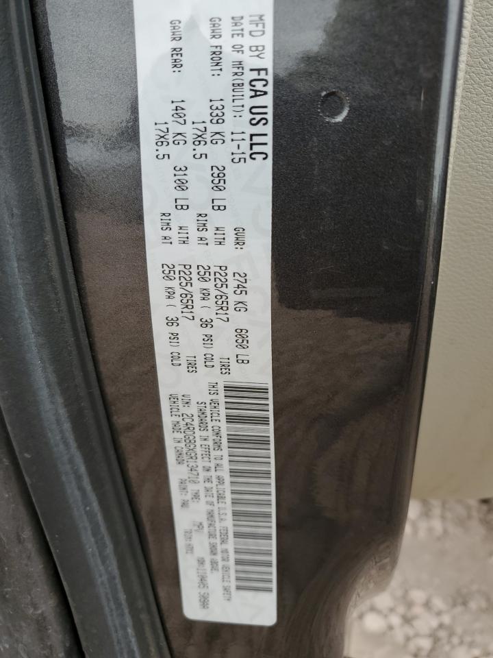 2016 Dodge Caravan VIN 2C4RDGBGXGR134710 Copart auction photo, mechanical damage thumbnail 13