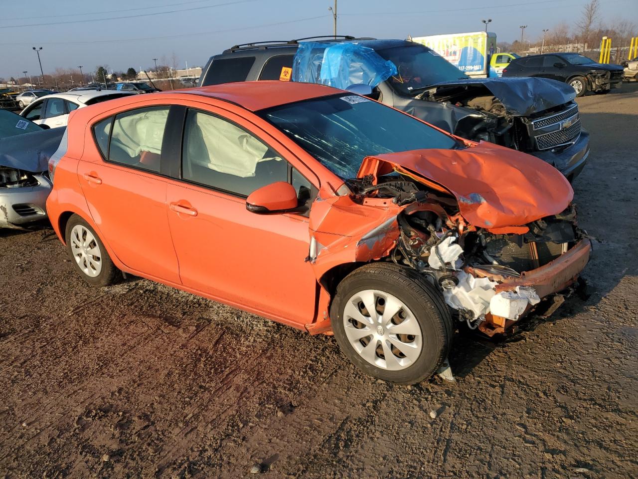2013 Toyota Prius VIN JTDKDTB38D1040283 Copart auction photo, front end / mechanical damage thumbnail 4