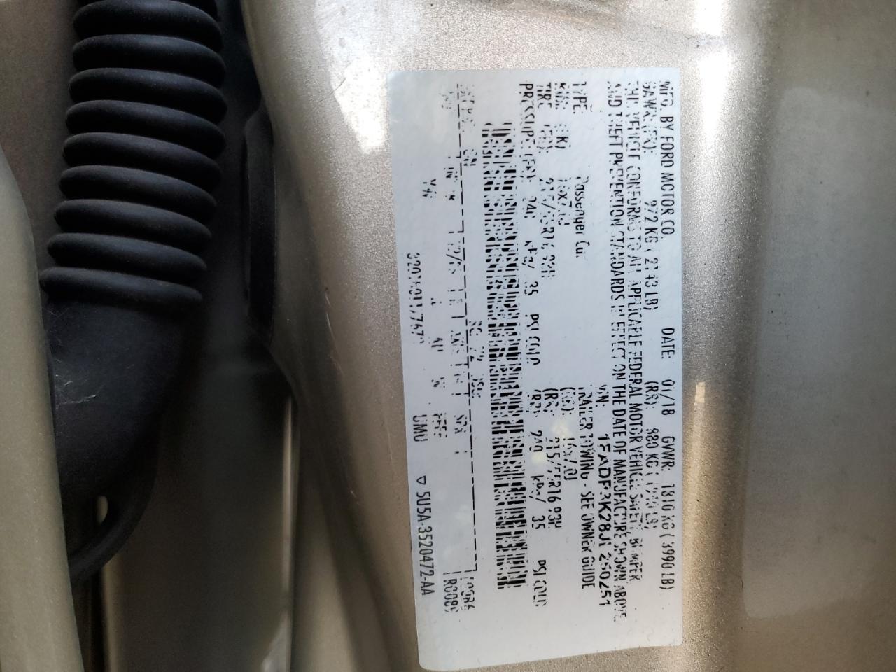 2018 Ford Focus VIN 1FADP3K28JL250251 Copart auction photo, front end / minor dent/scratches damage thumbnail 15