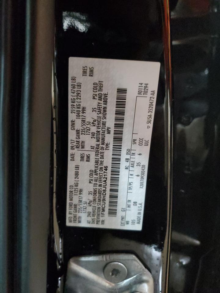 2018 Ford Escape VIN 1FMCU9HD8JUA21746 Copart auction photo, side / rear end damage thumbnail 13