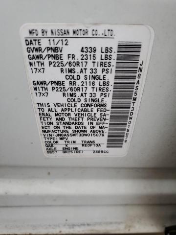 2013 Nissan Rogue VIN JN8AS5MT3DW015079 Copart auction photo, side damage thumbnail 13