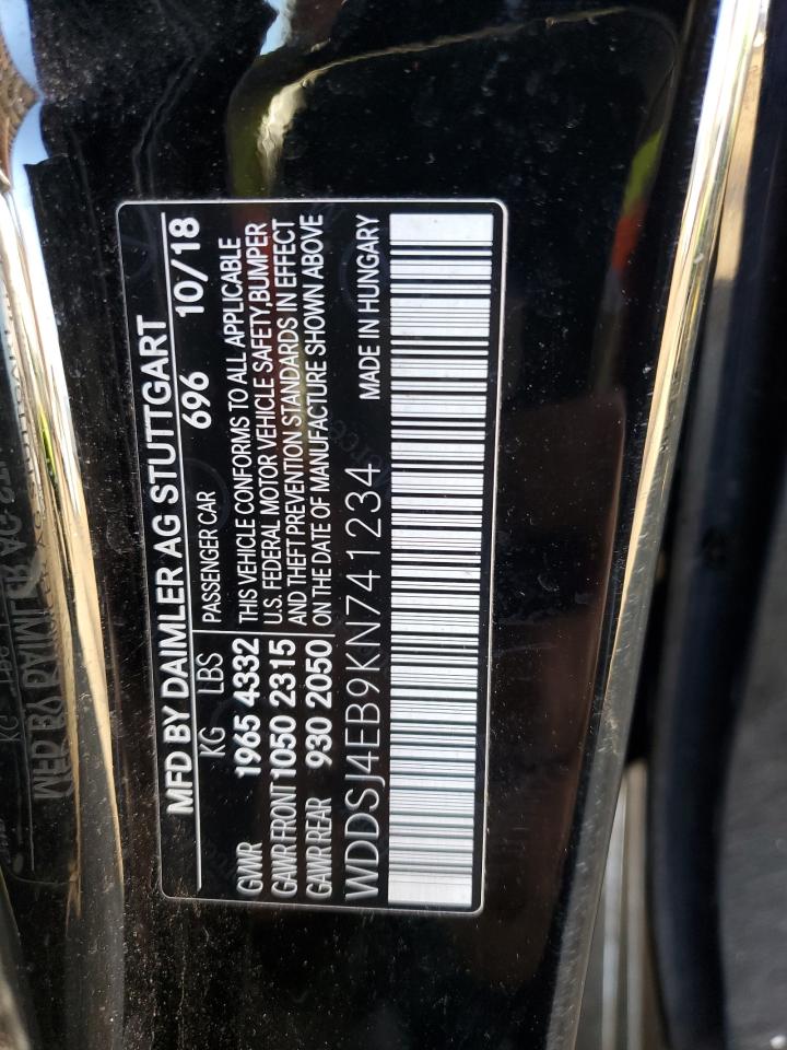 2019 Mercedes-Benz CLA-klasse VIN WDDSJ4EB9KN741234 Copart auction photo, front end damage thumbnail 14