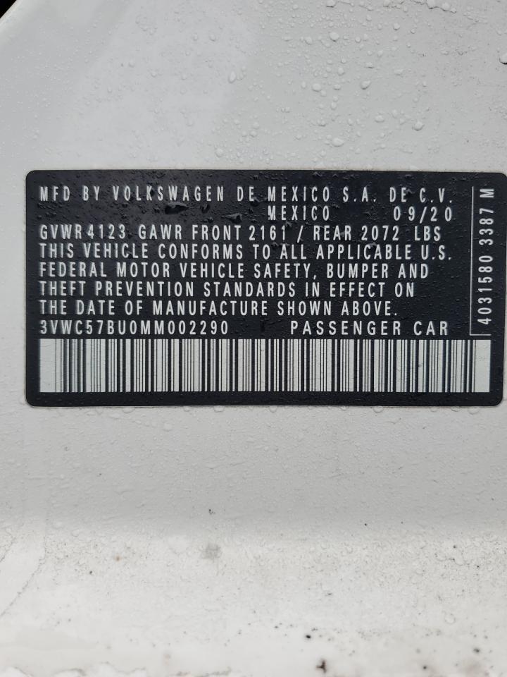 2021 Volkswagen Jetta VIN 3VWC57BU0MM002290 Copart auction photo, front end / rear end damage thumbnail 12