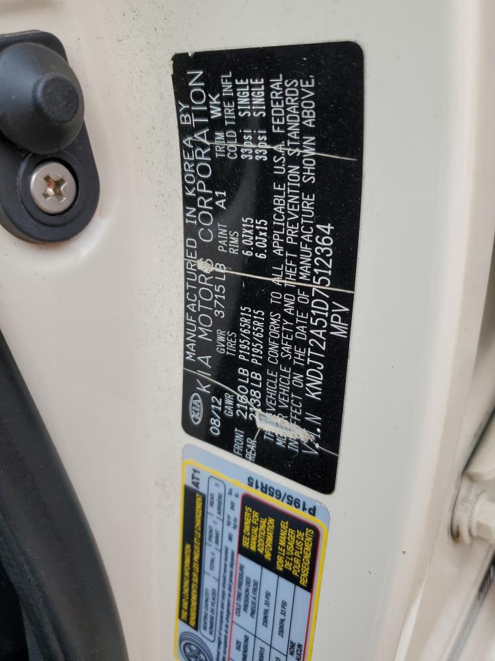 2013 KIA Soul VIN KNDJT2A51D7512364 Copart auction photo, front end damage thumbnail 15