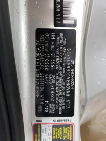 2014 KIA Rio VIN KNADM4A36E6404699 Copart auction photo, all over damage thumbnail 12